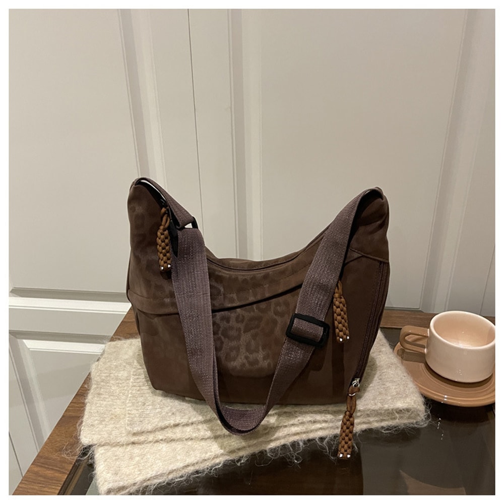 Leopard Print Crossbody Bag for Women, Large Capacity Hobo Shoulder Bag for Casual Outfit