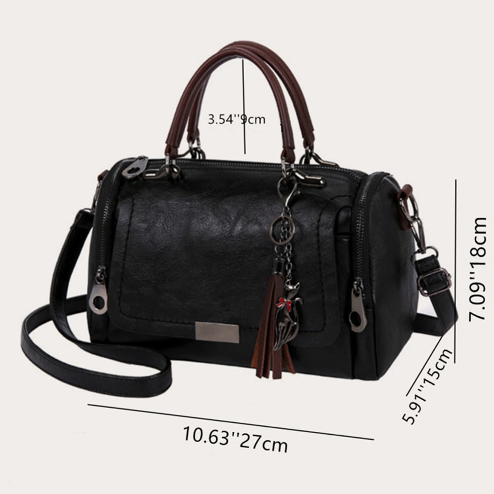 Fashion Zipper Crossbody Bag Tassel Decor Womens Large Capacity Shoulder Bag With Removable Strap B 3