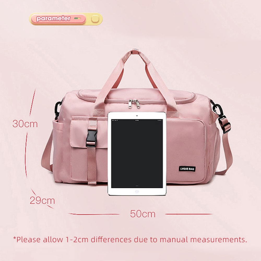 Fitness Sports Gym Bag for Women, Wet Dry Travel Duffel, Crossbody Shoulder Handbag