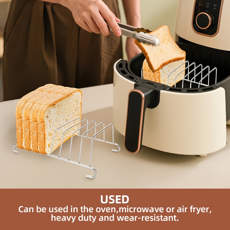 Bakes Multiple Slices At Once Stainless Steel Bread And Toast Rack Air Fryer Accessory 2