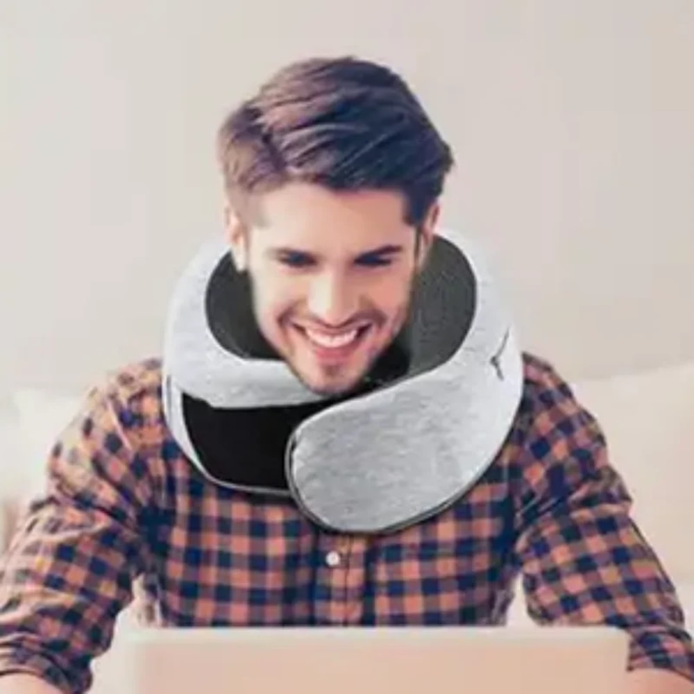 Adjustable Traveling Sleeping Neck Pillow, Portable Car Neck Memory Foam U-Shaped Headrest Pillow