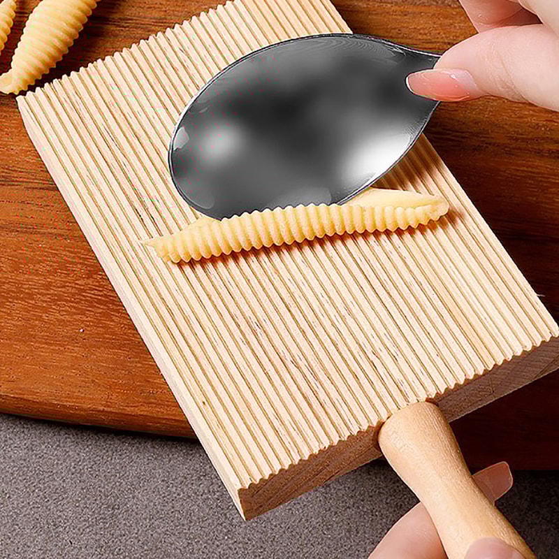 Pasta Gnocchi Macaroni Board NonSticky Wooden Garganelli Board With Handle 0