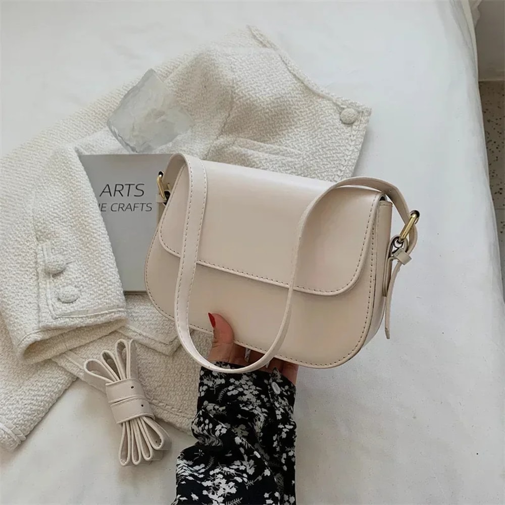 New Popular Square Sling Bag, Fashionable Advanced Texture Retro Small Saddle Bag Women