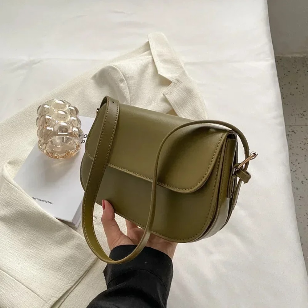 New Popular Square Sling Bag, Fashionable Advanced Texture Retro Small Saddle Bag Women