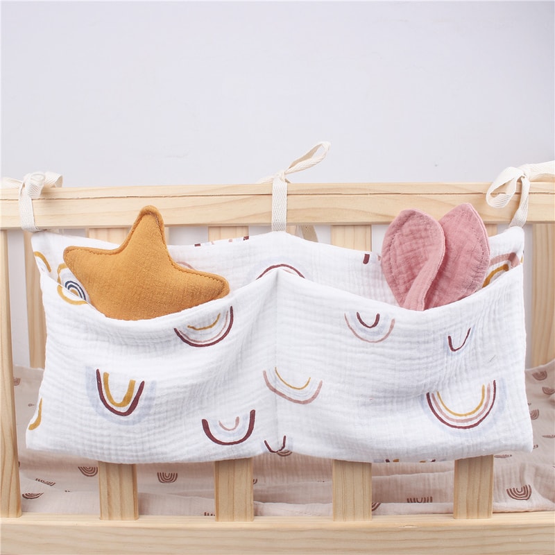 Toddler Bed Headboard Organizer Baby Diaper Bag Multifunctional Crib Storage Bag for Newborns