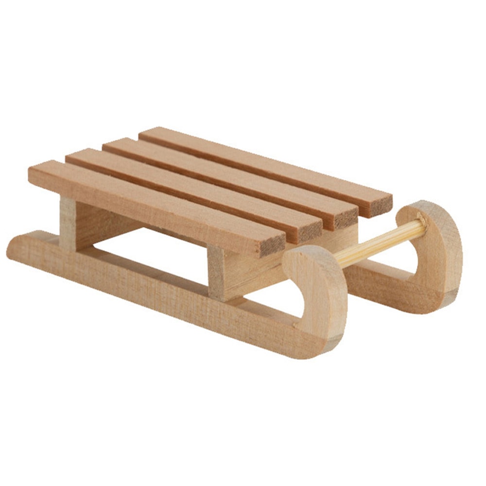 Wooden Sleigh Desktop Craft, Mini Simulation Snow Sled, Non-Toxic Ornament for Crafts, Snow Sled Doll House Accessories
