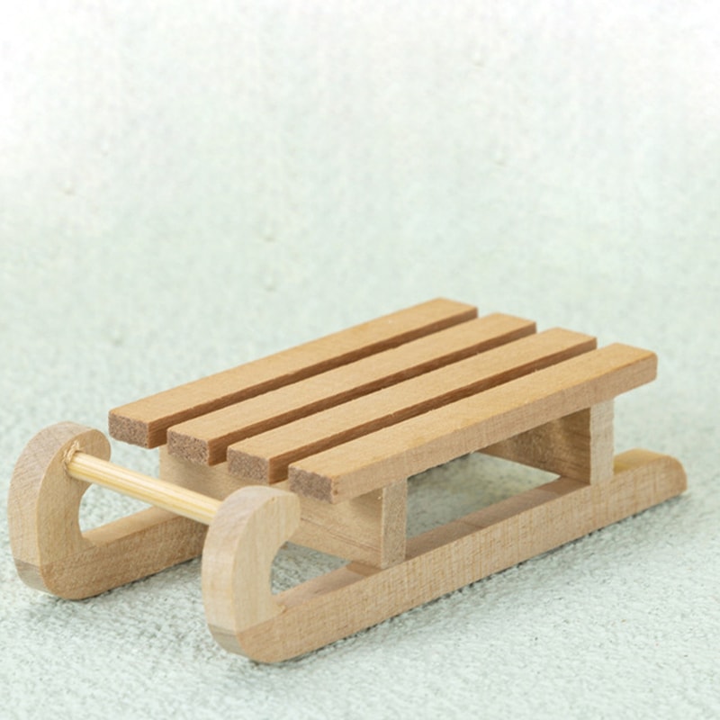 Wooden Sleigh Desktop Craft, Mini Simulation Snow Sled, Non-Toxic Ornament for Crafts, Snow Sled Doll House Accessories