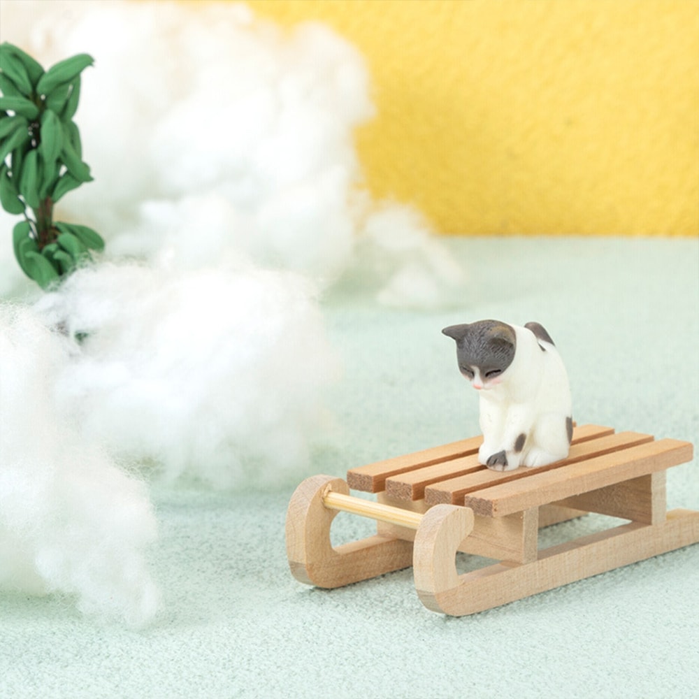 Wooden Sleigh Desktop Craft, Mini Simulation Snow Sled, Non-Toxic Ornament for Crafts, Snow Sled Doll House Accessories
