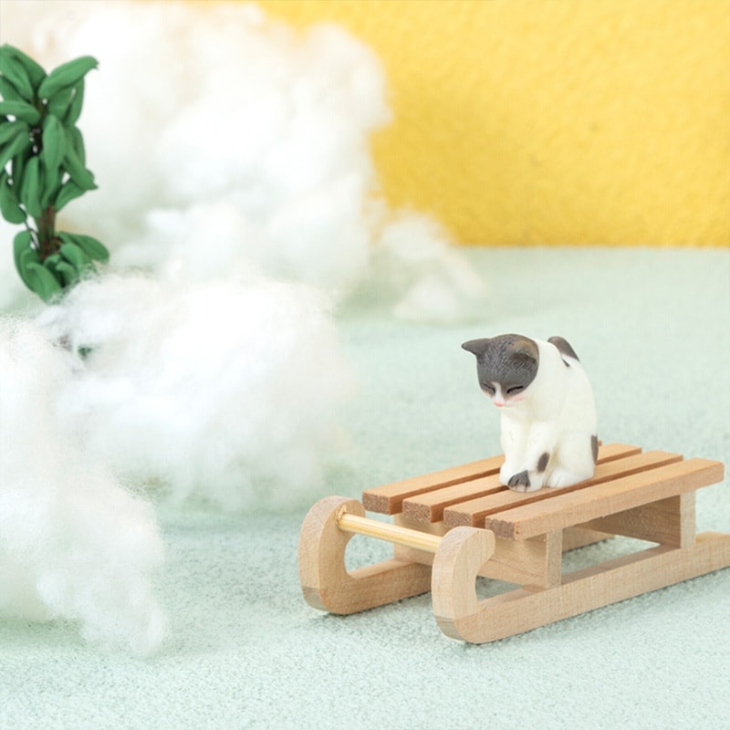 Wooden Sleigh Desktop Craft, Mini Simulation Snow Sled, Non-Toxic Ornament for Crafts, Snow Sled Doll House Accessories