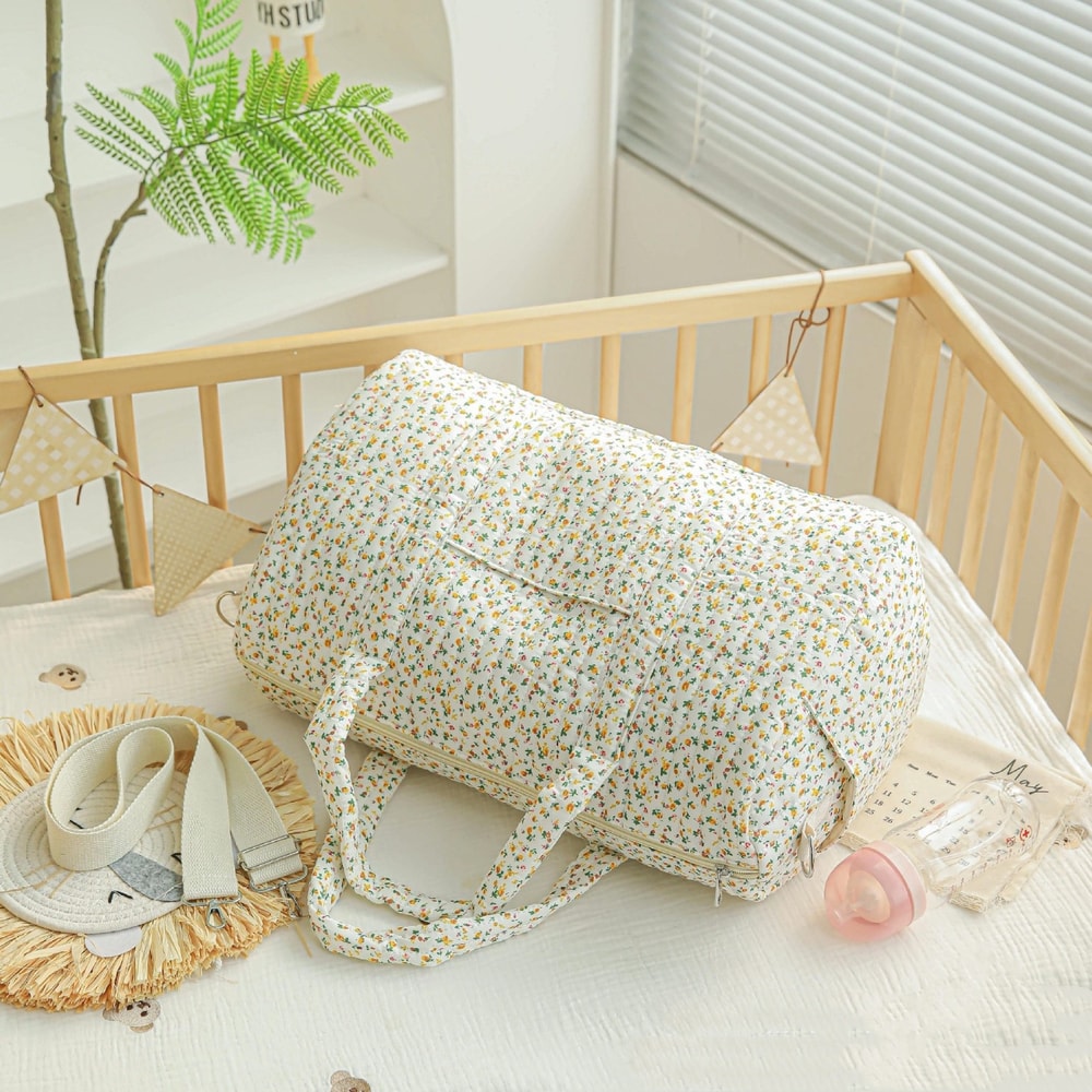 Baby Diaper Bag Floral Print Multifunctional Crossbody Travel Tote Bag For Women Large Capacity Mom 5