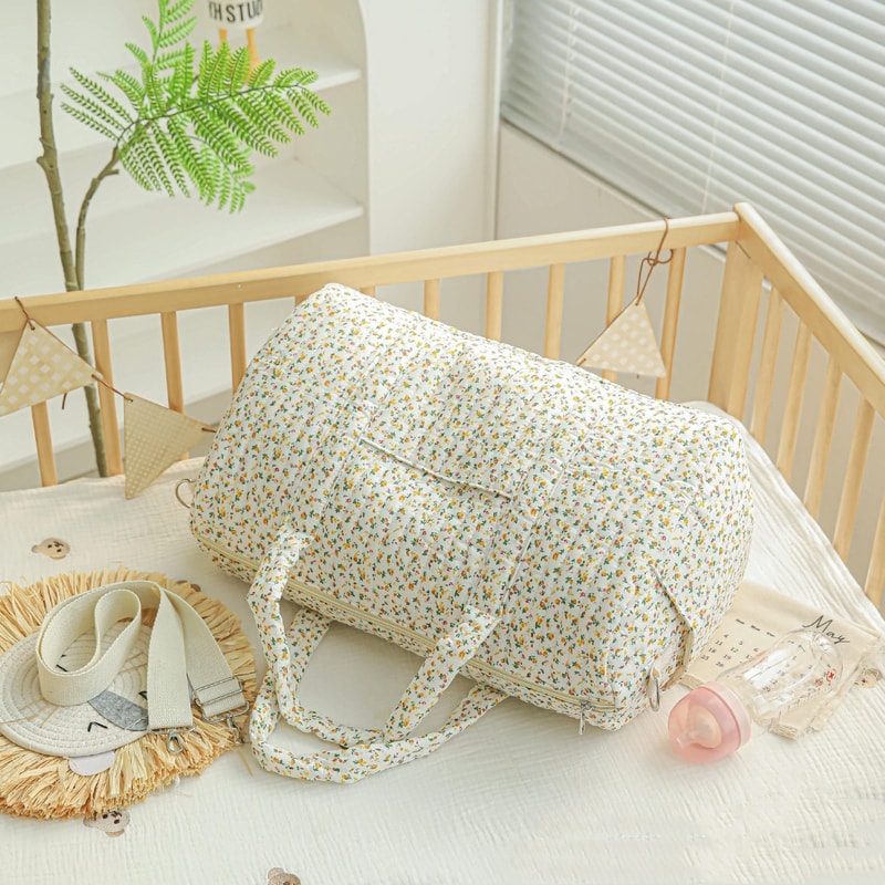 Baby Diaper Bag Floral Print Multifunctional Crossbody Travel Tote Bag For Women Large Capacity Mom 5