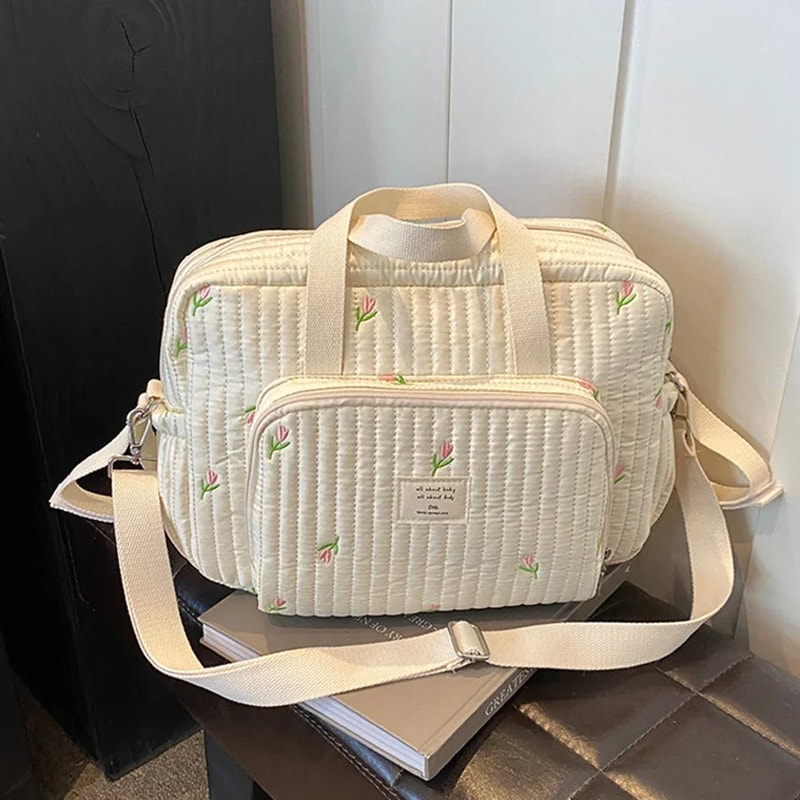 Maternity Pack, Large Mommy Bag, Baby Organizer, Embroidery Women Shoulder Crossbody Bag for Mother, Hospital Travel Bag