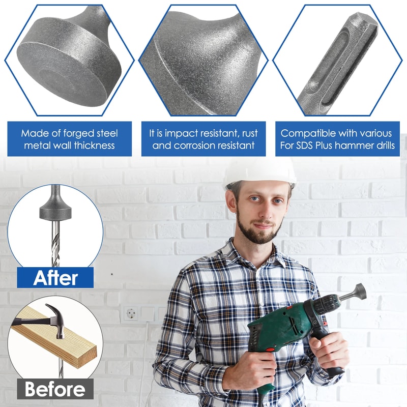 T Post Ground Rod Driver Tool, Heavy Duty SDS Plus Metal Forged Steel Drill Bit for Rotary Hammer Drill