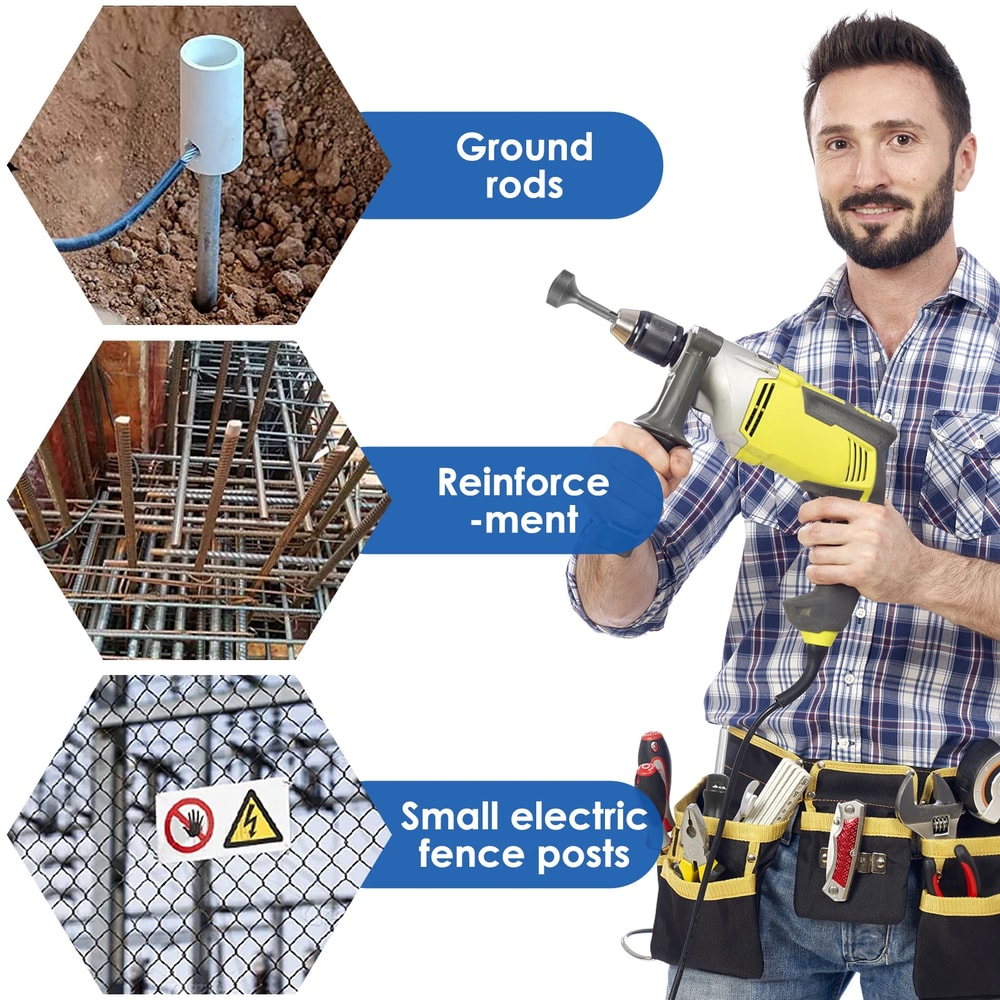 T Post Ground Rod Driver Tool, Heavy Duty SDS Plus Metal Forged Steel Drill Bit for Rotary Hammer Drill