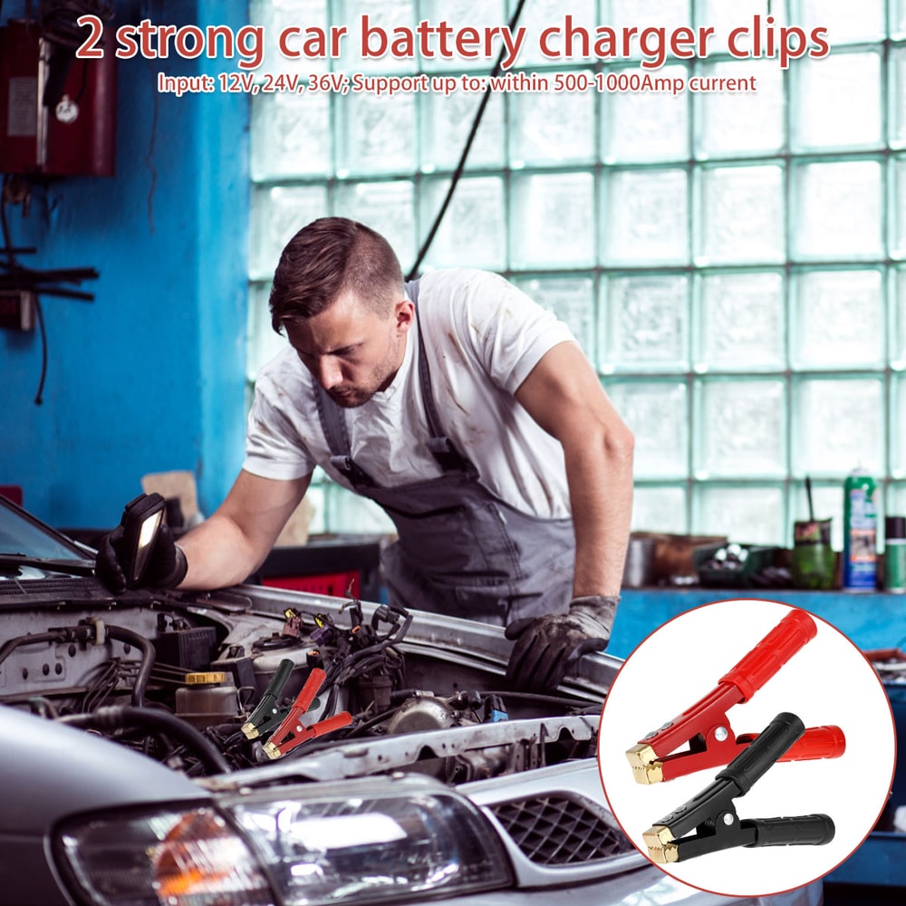 Car Battery Clamp Electrical Jumper Wire Test Clip Pure Copper Alligator Clip Heavy Duty 3