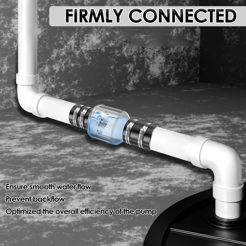 Sump Pump Check Valve, Silent Check Valve, Spring Loaded Flapper, Replacement Sewage Pump Valve for Kitchen Bath