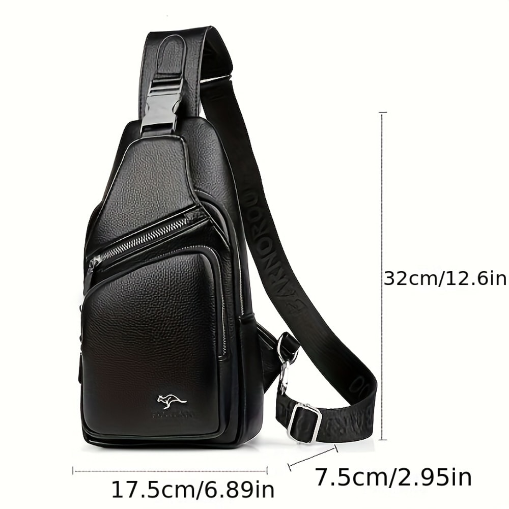 Stylish Men Vintage PU Leather Sling Bag, Large Capacity Crossbody Chest Bag with Secure Buckle Closure, Multi-Pockets