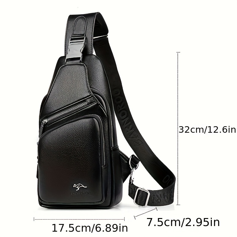 Stylish Men Vintage PU Leather Sling Bag, Large Capacity Crossbody Chest Bag with Secure Buckle Closure, Multi-Pockets