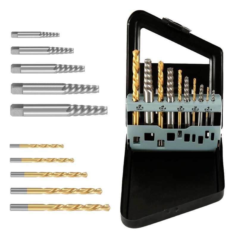 Drill Bit Set, Left Hand Accessories, Broken Bolt Extractor Set, Metal Case Quality Tools