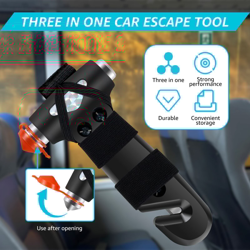 Universal Car Emergency Tool 3in1 Car Safety Hammer With Belt Cutter LifeSaving Glass Breaker 1