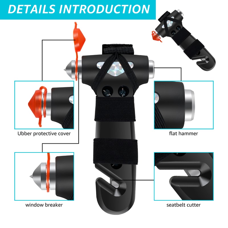 Universal Car Emergency Tool 3in1 Car Safety Hammer With Belt Cutter LifeSaving Glass Breaker 4