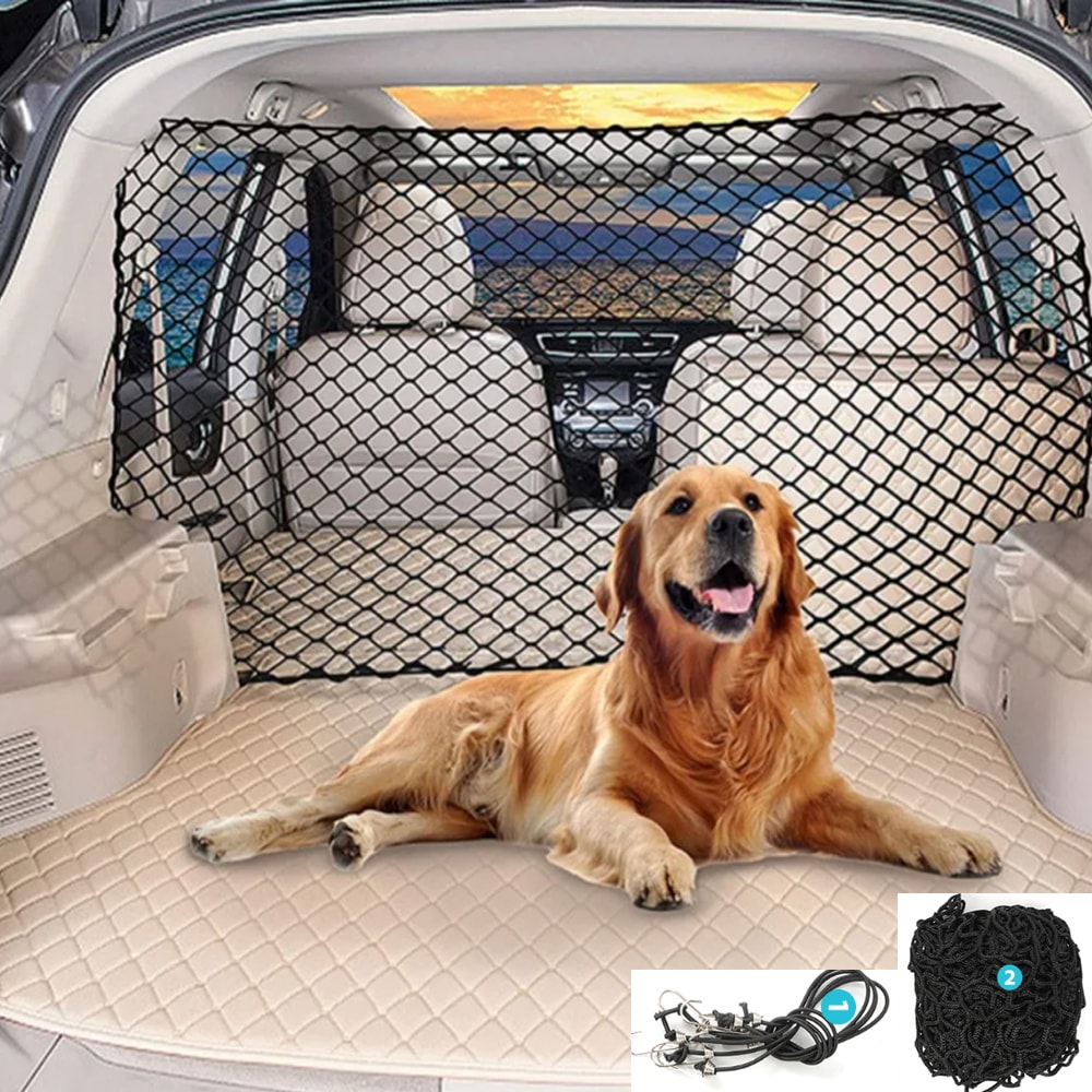 Universal Car Dog Barrier Net, Elastic, Durable Foldable Fence with Hooks