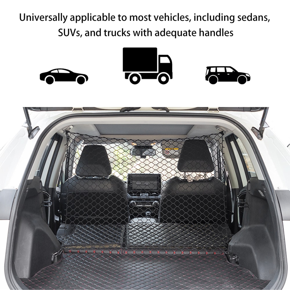 Universal Car Dog Barrier Net, Elastic, Durable Foldable Fence with Hooks
