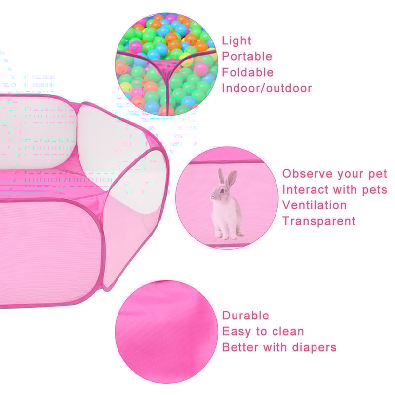 Breathable Pet Playpen Tent, Foldable Rabbit Cage for Guinea Pigs, Outdoor Exercise Fence