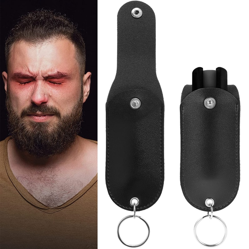 Portable Pepper Spray Holster Leather Holder Keychain For Self Defense Climbing 3
