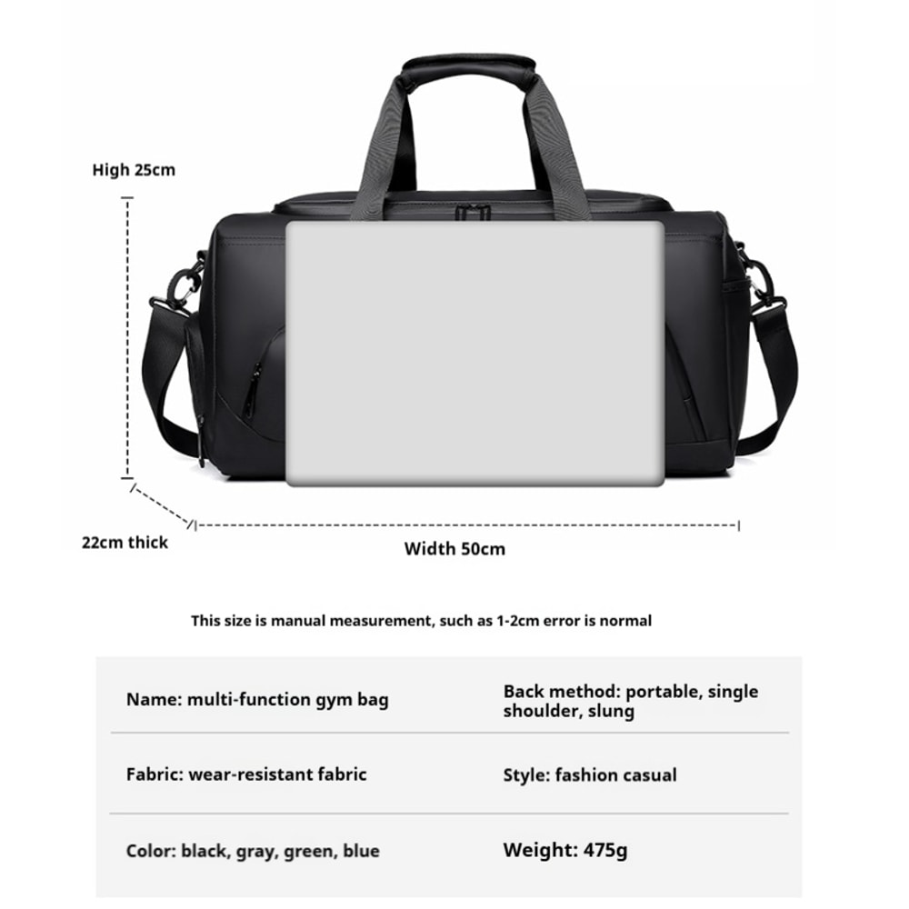 Large Capacity Gym Bag, Sports Duffel Bag, Portable Travel Handbag with Shoes Storage for Vacation