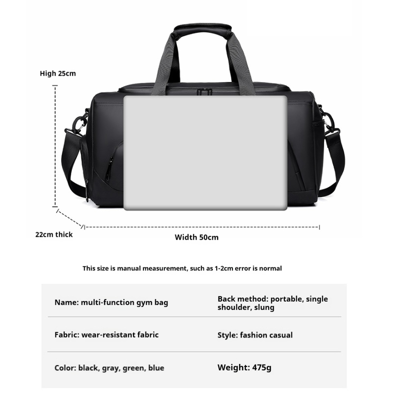 Large Capacity Gym Bag, Sports Duffel Bag, Portable Travel Handbag with Shoes Storage for Vacation