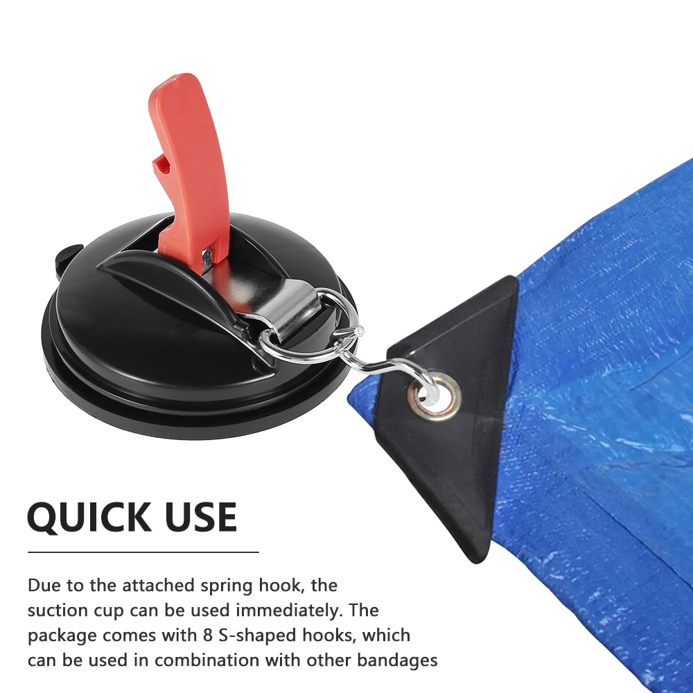 Heavy Duty Suction Cup Device Tie Tensioner for Tents, Tarps, Luggage, Camping, Car, Van with Securing Hook