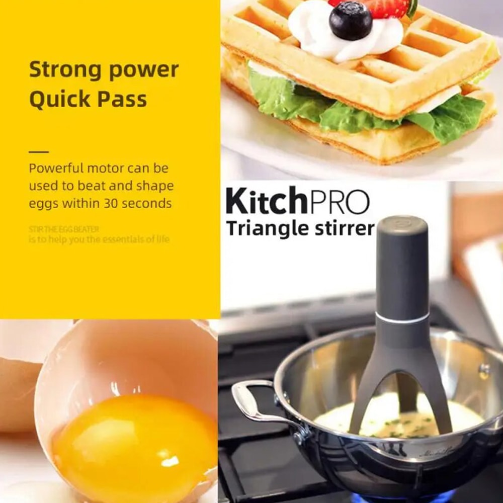 Multifunction Baking Flour Mixer, Triangle Pan Stirrer Automatic Egg Beater, Battery Operated Kitchen Tools