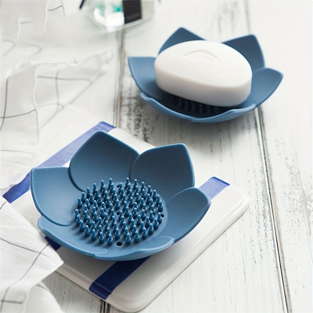 Lotus Design Soap Holder, Silicone Soap Box Drain Box Bathroom Accessories