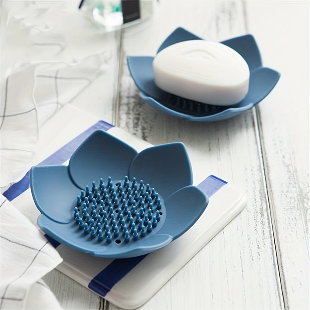 Lotus Design Soap Holder, Silicone Soap Box Drain Box Bathroom Accessories