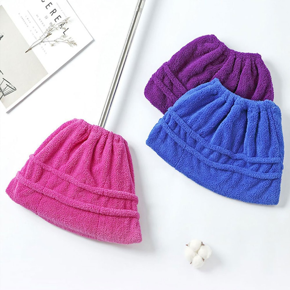 Reusable Coral Fleece Broom Cloth Cover UltraFine Fiber Absorbent Floor Mop For Efficient Household 0