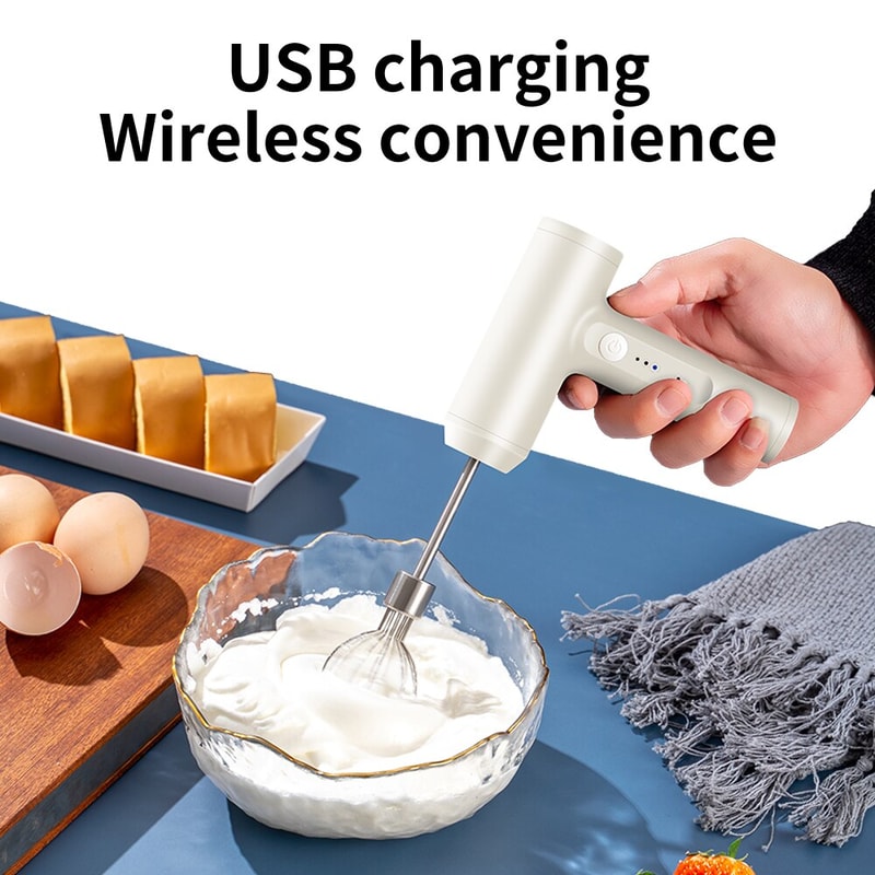 Portable Wireless Electric Food Mixer, 3 Speeds Egg Beater for Cake & Dough