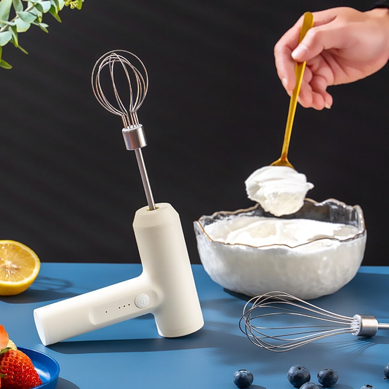 Portable Wireless Electric Food Mixer, 3 Speeds Egg Beater for Cake & Dough