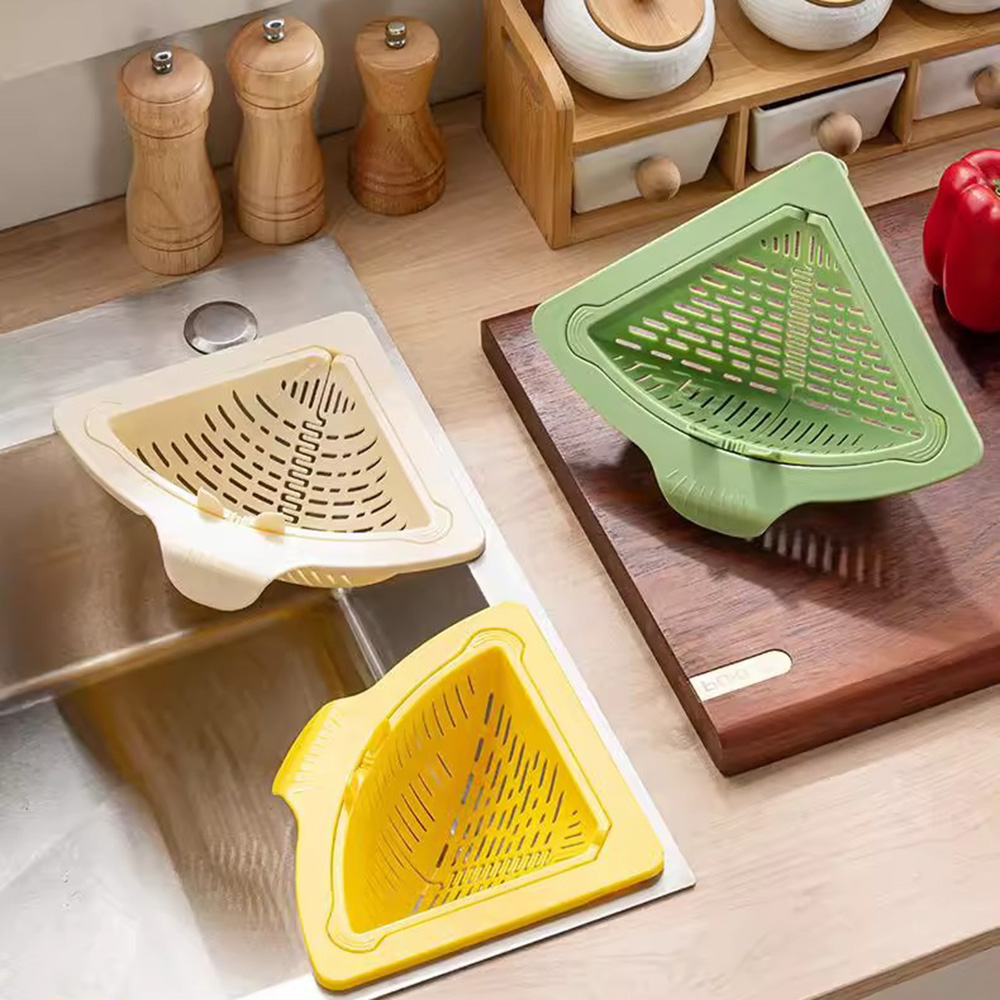 Magnetic Sink Drain Basket, Triangle Food Waste Collector, Vegetable and Fruit Drainage Basket, Kitchen Organizer