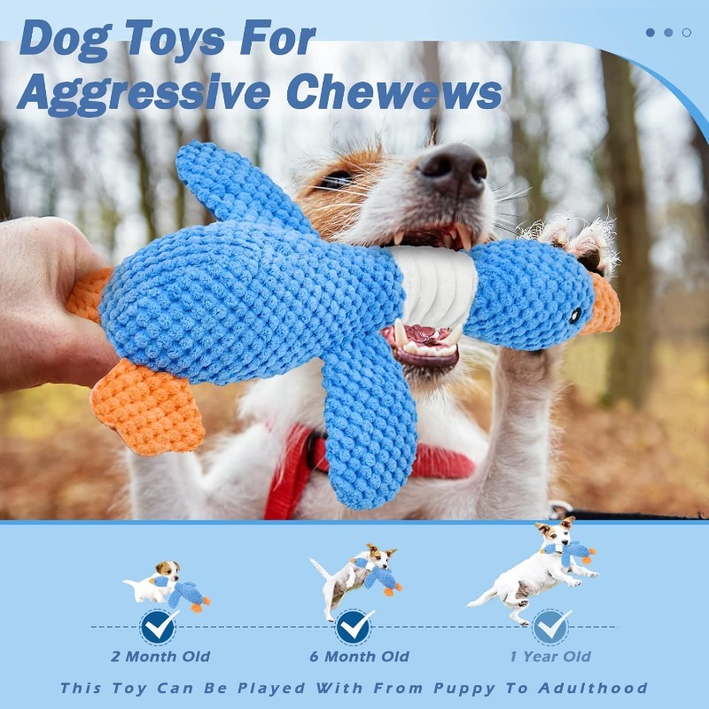 Durable Interactive Pet Toys for Aggressive Chewers, Plush Squeak Cat Dog Toy