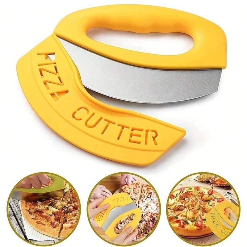Food Chopper Herb Cheese Knife Cutter Stainless Steel Pizza Cutter With Cover 0