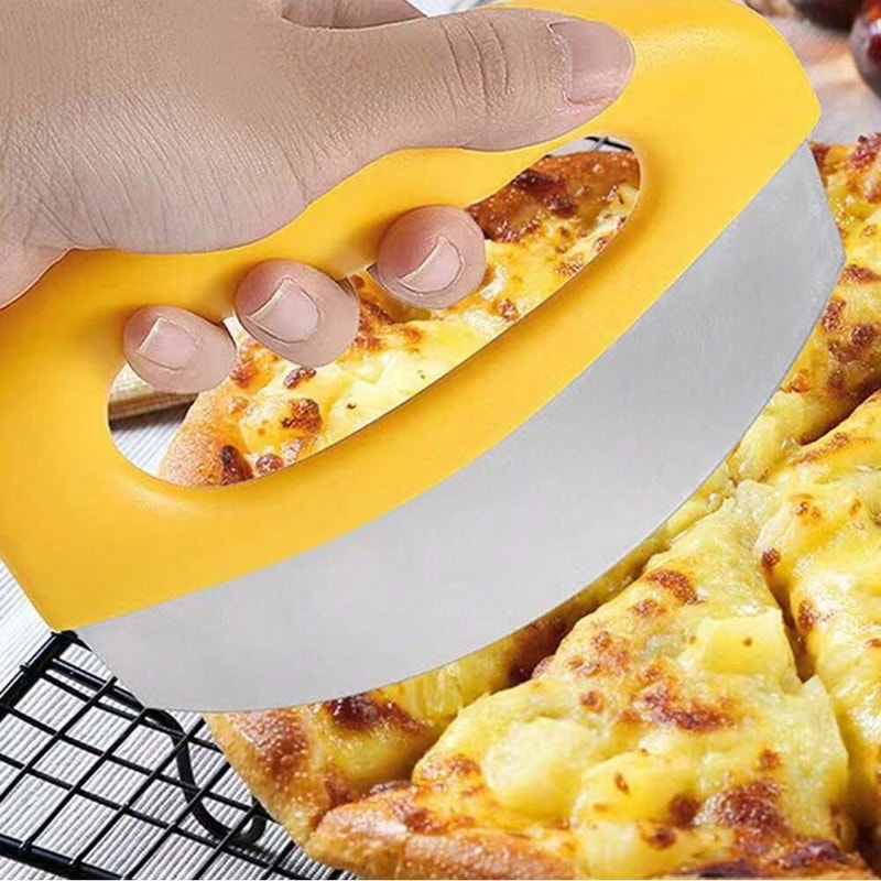 Food Chopper Herb Cheese Knife Cutter Stainless Steel Pizza Cutter With Cover 2