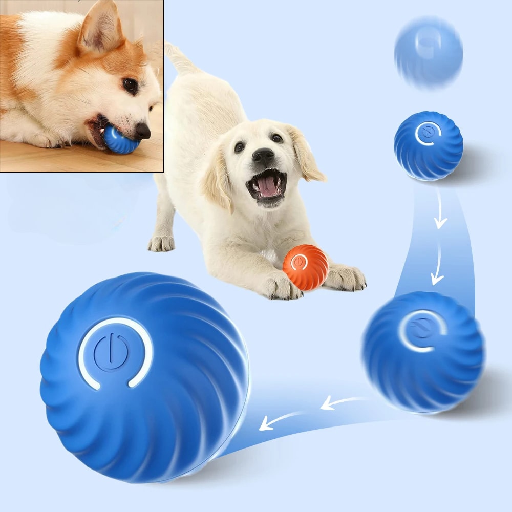 Interactive Dog Toy Ball, Smart Moving Bouncing Ball, USB Chew Toy for Puppies