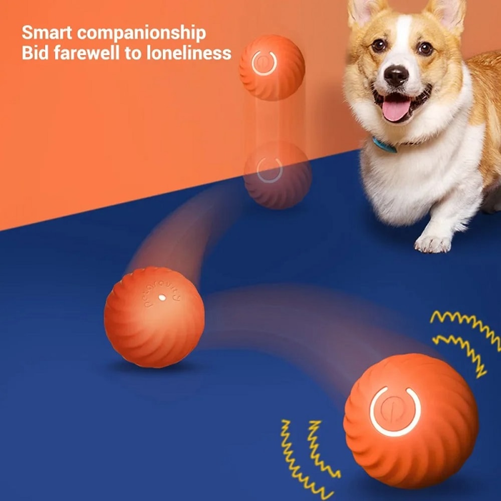 Interactive Dog Toy Ball, Smart Moving Bouncing Ball, USB Chew Toy for Puppies