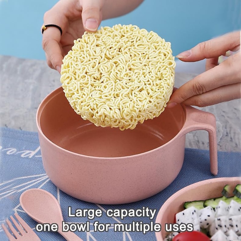 Microwavable Cooker Bowl With Lid Ramen Noodles Bowl Set With Chopsticks Ramen Bowl Set 2