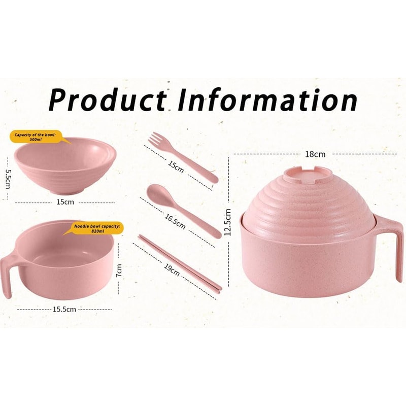 Microwavable Cooker Bowl With Lid Ramen Noodles Bowl Set With Chopsticks Ramen Bowl Set 3