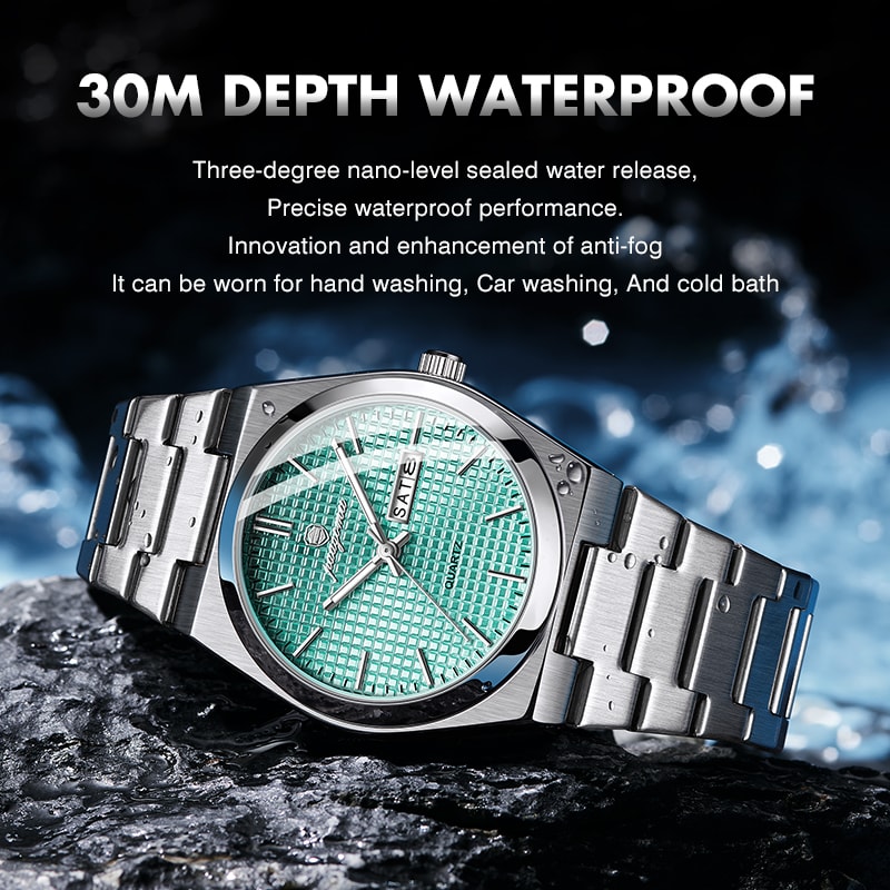 Luxury Men Clock Fashion Waterproof Chronograph Date Watch Original Luminous Leather Quartz Watch F 2