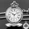 Modern Analog Pocket Watch With Luxury Smooth Silver Pendant Roman Numerals Unisex Chain Gift 0