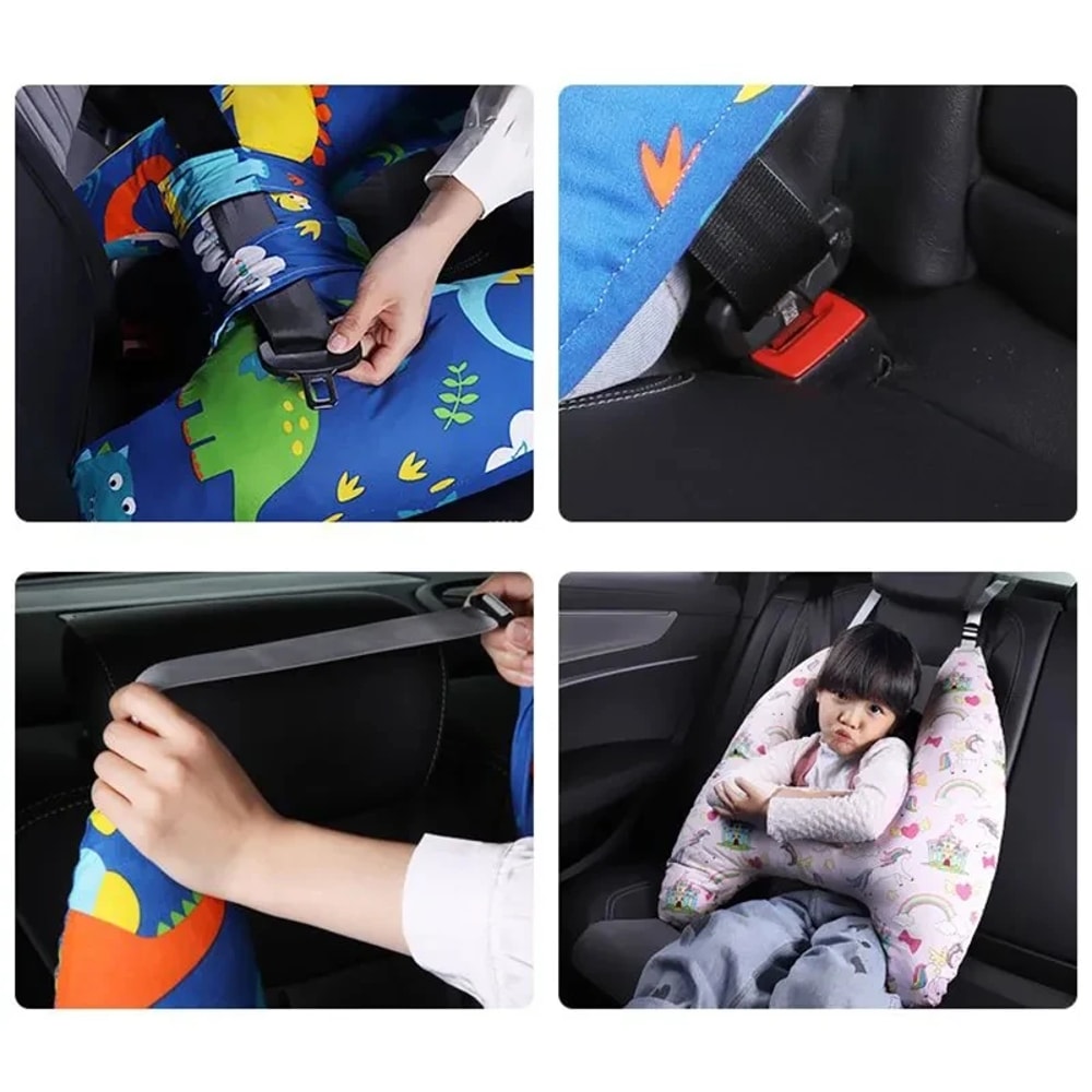 Car Travel Head Pillow Support Car Sleeping Safety HShape Travel Pillow Cushion For Auto Seat Safet 4