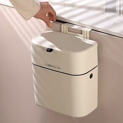 large capacity garbage bin hanging, square toilet bin with convenient clamshell cover, fashionable design